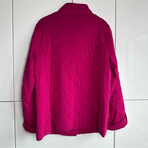 Lands’ End Quilted Jacket Size Medium Pink Cotton Button Front Comfortable - Picture 5 of 9